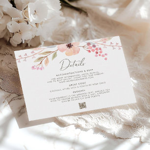 Tarjeta De Recepción Bautizo de niña floral rosa pálido