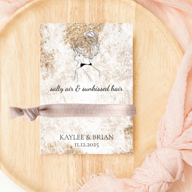 Tarjeta De Recepción Beach Bridesmaid Hair Tie Scrunchie Holder (Subido por el creador)