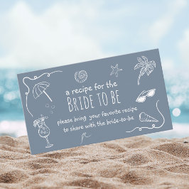 Tarjeta De Recepción Beach Doodle Share a Recipe Bridal Shower 
