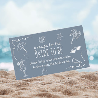 Tarjeta De Recepción Beach Doodle Share a Recipe Bridal Shower 