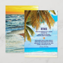 Tarjeta De Recepción Beach Palm Trees Ocean Destination Wedding