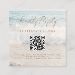 Tarjeta De Recepción Beach Sunset Seaside Wedding Scan Code RSVP
