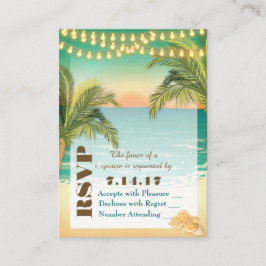 Tarjeta De Recepción Beach Sunset Wedding RSVP