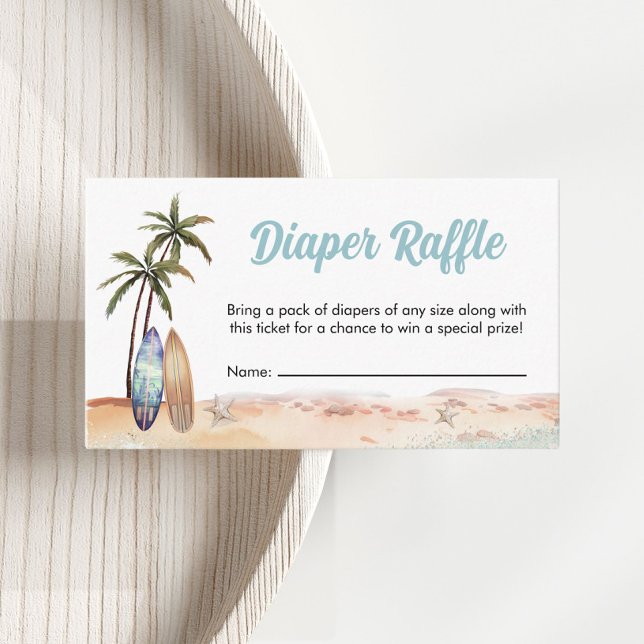 Tarjeta De Recepción Beach Surf Boards Diaper Raffle Baby Shower (Subido por el creador)