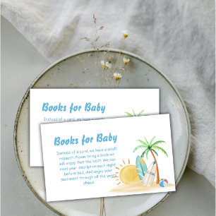 Tarjeta De Recepción Beach Surf Sun Palm Tree Books Para Baby Shower