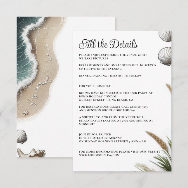 Tarjeta De Recepción Beach Vibe (Anverso / Reverso)