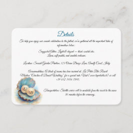 Tarjeta De Recepción Beach Wedls Pearls Shell elegante tema del océano