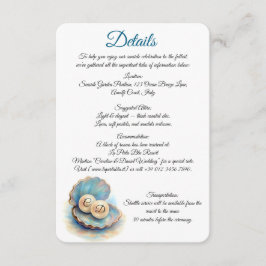 Tarjeta De Recepción Beach Wedls Pearls Shell elegante tema del océano