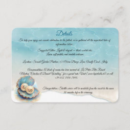 Tarjeta De Recepción Beach Wedls Pearls Shell elegante tema del océano