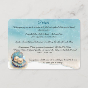 Tarjeta De Recepción Beach Wedls Pearls Shell elegante tema del océano