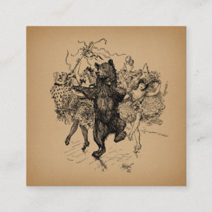 Tarjeta De Recepción Bear bailando arte de circo vintage