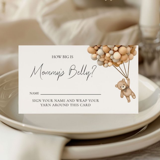 Tarjeta De Recepción Bear Balloon Baby Shower Mommys Belly Ticket (Subido por el creador)