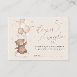 Tarjeta De Recepción Bear Balloon Cloud Stars Baby Shower Diaper Raffle
