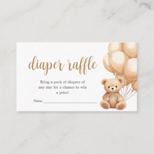 Tarjeta De Recepción Bear Brown Balloon Baby Shower Diaper Raffle