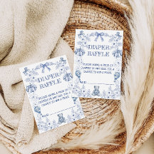 Bear Chinoiserie Floral Baby Shower Diaper Raffle