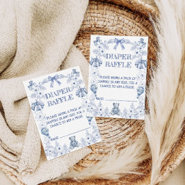 Tarjeta De Recepción Bear Chinoiserie Floral Baby Shower Diaper Raffle