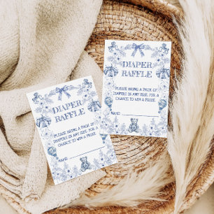 Tarjeta De Recepción Bear Chinoiserie Floral Baby Shower Diaper Raffle