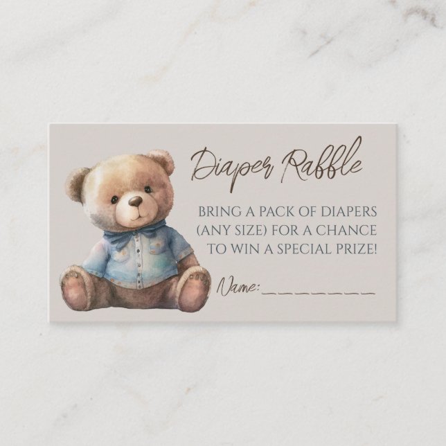 Tarjeta De Recepción Bear el boleto moderno Boho Baby Shower Diaper Raf (Anverso)