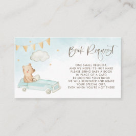 Tarjeta De Recepción Bear en un auto Baby Shower solicitud de libro azu