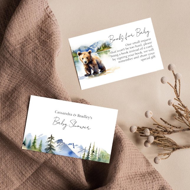 Tarjeta De Recepción Bear espera libros de ducha para bebé (Bearly wait adventure national parks bear cub baby shower books for baby request card watercolor)
