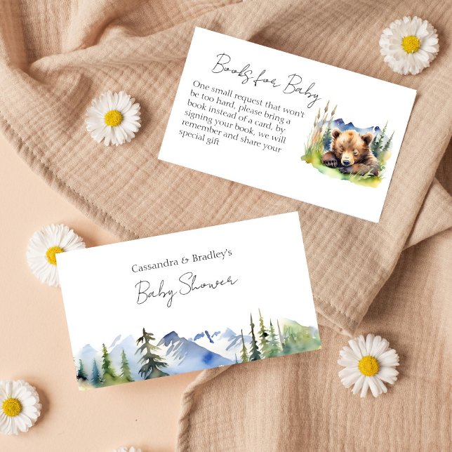 Tarjeta De Recepción Bear espera libros de ducha para bebé (Bearly wait baby shower books for baby enclosure card watercolor sleeping baby bear baby books card)