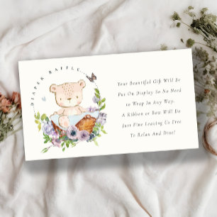 Tarjeta De Recepción Bear Flower Basket Blue Display Shower Baby Shower