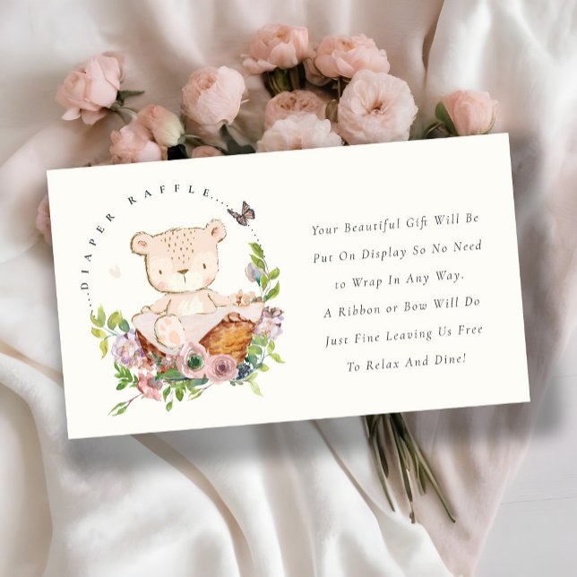 Tarjeta De Recepción Bear Flower Basket Pink Display Shower Baby Shower (Subido por el creador)