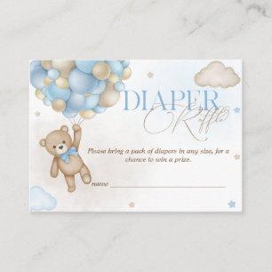 Tarjeta De Recepción Bear globons Boy Baby Shower Diaper Raffle