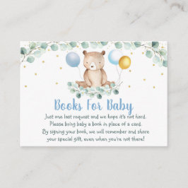 Tarjeta De Recepción Bear Greenery Gold Blue Baby Shower Solicitud de l