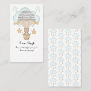 Tarjeta De Recepción Bear Hot Air Balloons Blue Diaper Raffle