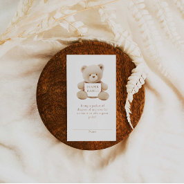 Tarjeta De Recepción Bear Sexo Neutral Diaper Raffle Ticket