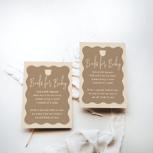 Tarjeta De Recepción Bear Wavy Frame Book Request Simple Baby Shower