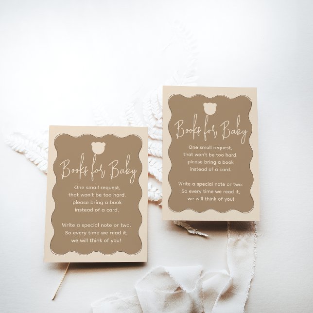 Tarjeta De Recepción Bear Wavy Frame Book Request Simple Baby Shower (Subido por el creador)