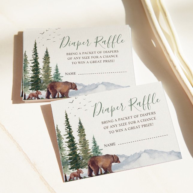 Tarjeta De Recepción Bear Woodland Baby Shower Diaper Raffle (Subido por el creador)