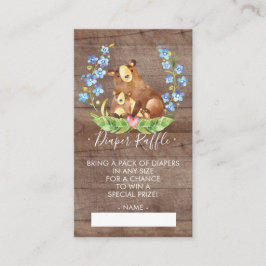 Tarjeta De Recepción Bear Woodland Baby Shower Diaper Raffle Ticket