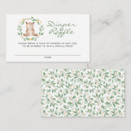 Tarjeta De Recepción Bear Wreath Baby Shower Diaper Raffle