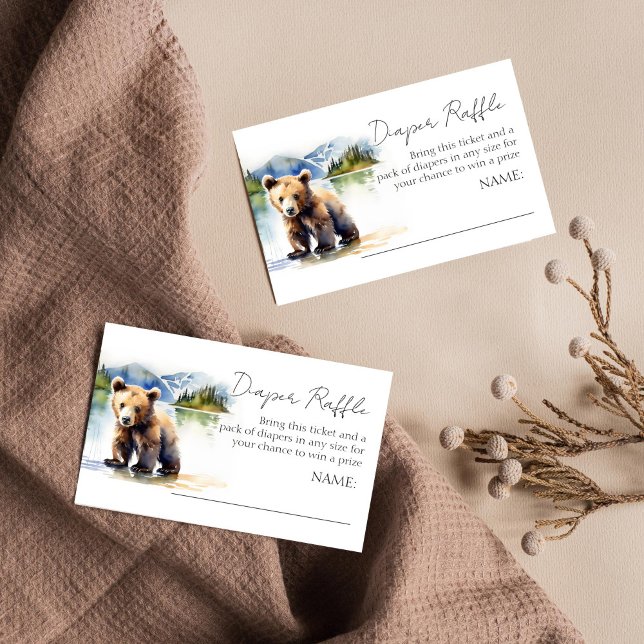 Tarjeta De Recepción Bearly wait baby ducha diaper raffre (Bearly wait adventure national parks bear baby shower diaper raffle card watercolor cute bear cub)