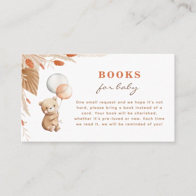 Tarjeta De Recepción Bearly Wait Baby Shower Books for Baby Card (Anverso)