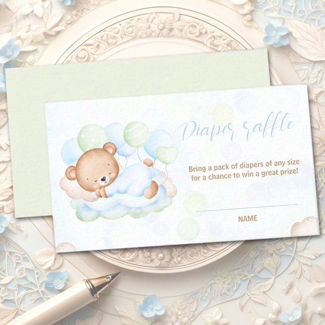 Tarjeta De Recepción Bearly Wait Baby Shower Oh Boy Diaper Raffle Card (Bearly Wait Baby Shower Oh Boy Diaper Raffle Card)