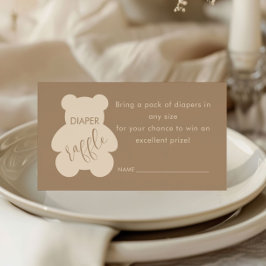 Tarjeta De Recepción Bearly Wait Beige Boleto de Rifa de Pañales para B