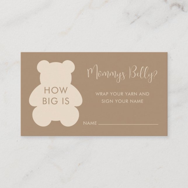 Tarjeta De Recepción Bearly Wait Beige How Big Mommys Belly (Anverso)