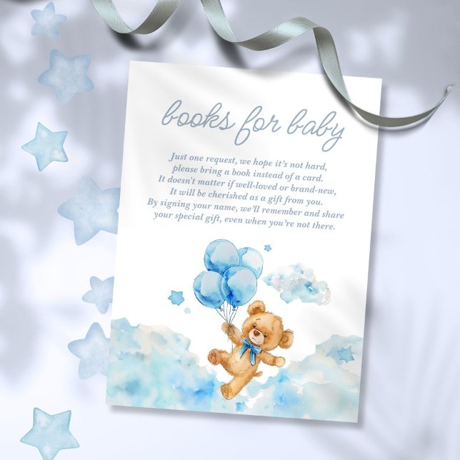 Tarjeta De Recepción Bearly Wait Blue Baby Books Para Pedir Bebés (Bearly Wait Blue Baby Books For Baby Request Enclosure Card)