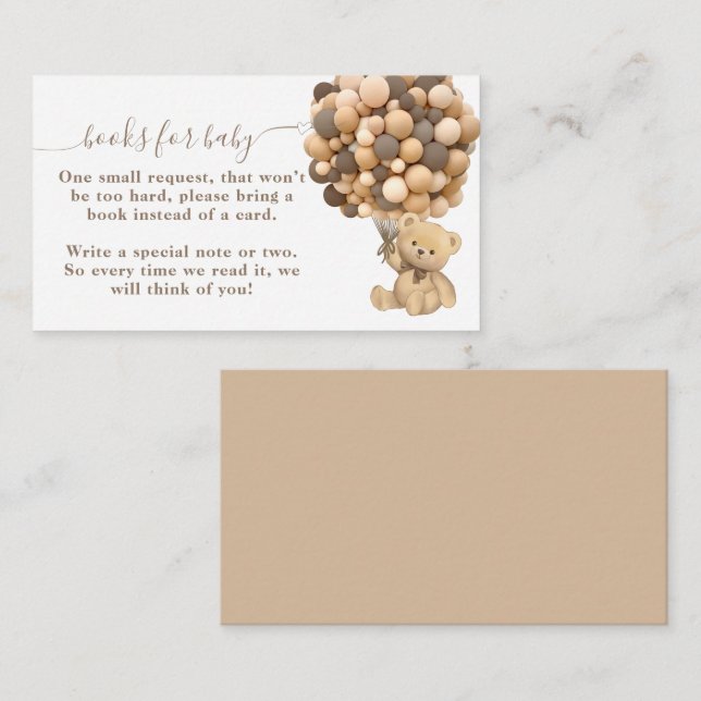 Tarjeta De Recepción Bearly Wait Boho Balloon Neutral Baby Shower Book (Anverso / Reverso)