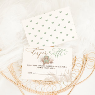 Tarjeta De Recepción Bearly Wait Boho Fiesta de Bebé Verde Rifa de Paña