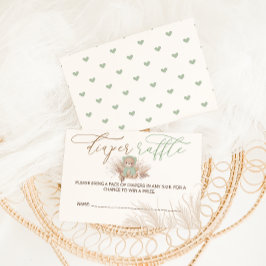 Tarjeta De Recepción Bearly Wait Boho Green Baby Shower Diaper Raffle