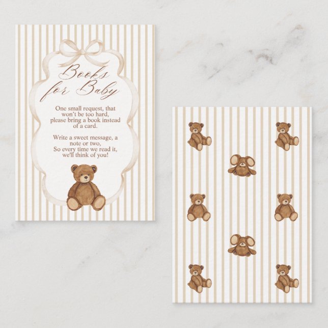 Tarjeta De Recepción Bearly Wait Elegant Baby Shower book request (Anverso / Reverso)