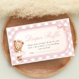 Tarjeta De Recepción Bearly Wait Elegant Bear Baby Shower Diaper Raffle