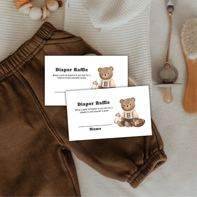 Tarjeta De Recepción Bearly Wait Football Diaper Raffle Baby Shower  (Bearly Wait Football Diaper Raffle Baby Shower Enclosure Card)
