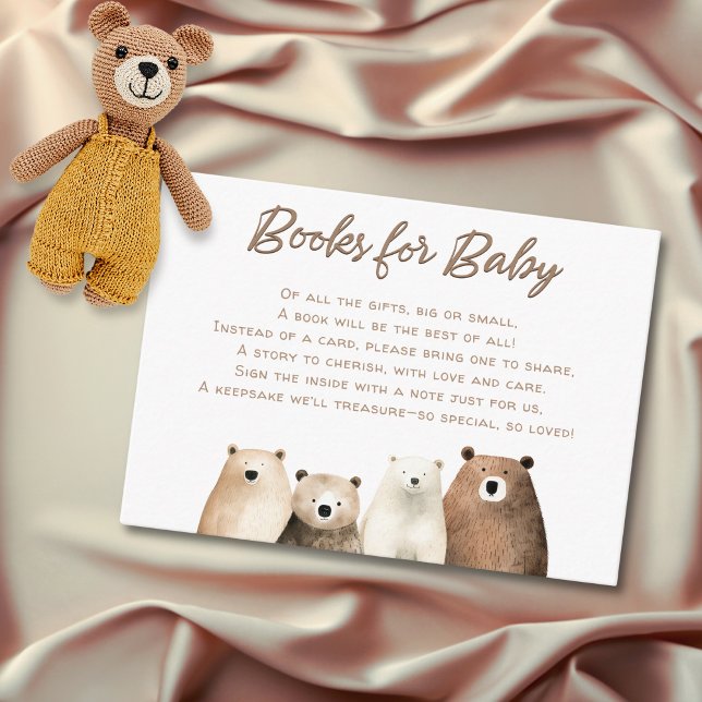 Tarjeta De Recepción Bearly Wait Neutral Teddy Bear Books Baby Shower (Neutral Bearly Wait Teddy Bear Books for Baby Shower Enclosure Card)