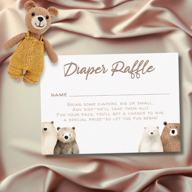 Tarjeta De Recepción Bearly Wait Neutral Teddy Bear Diaper Baby Shower (Neutral Bearly Wait Teddy Bear Diaper Raffle Baby Shower Enclosure Card)